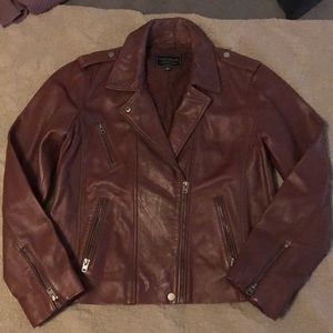 100% Lamb Leather Lucky Brand Bomber Jacket